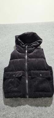 Love Tree Black Corduroy Hooded Puffer Vest Size Small